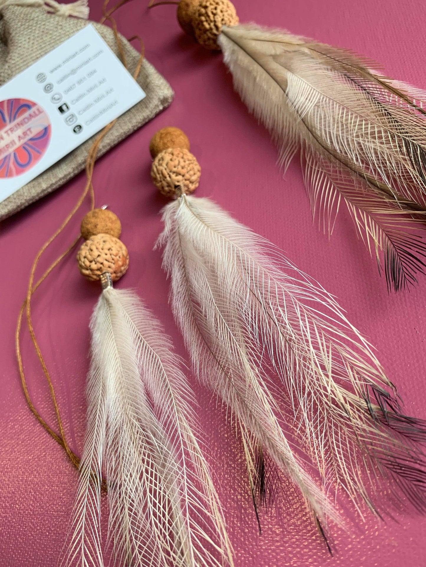 Natural Emu Feather Jewellery Set